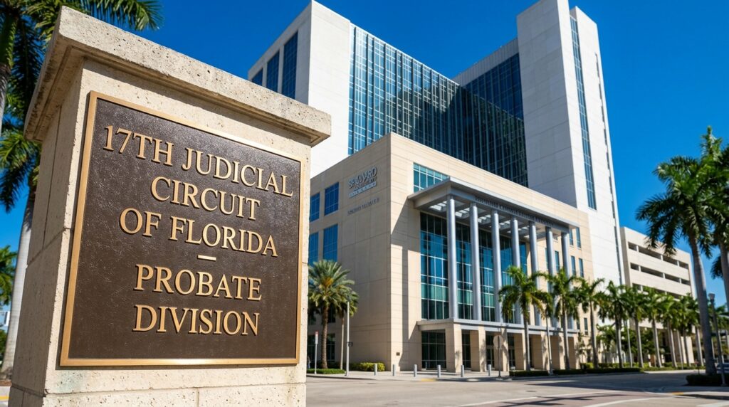 Broward County Central Courthouse in Fort Lauderdale where probate lawyers file exempt property petitions for Coral Springs families.
