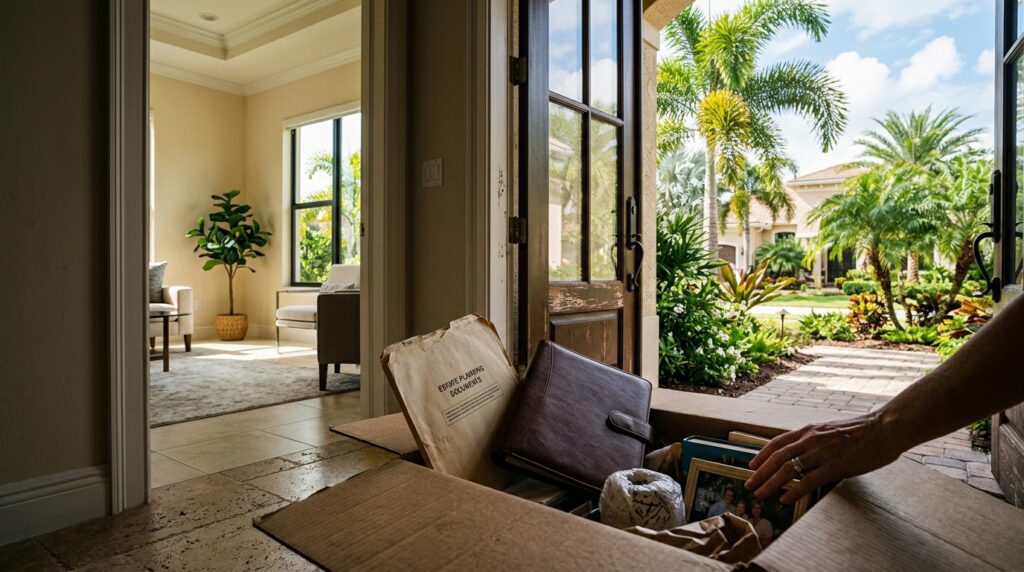 Estate planning documents being moved into a new Coral Springs home