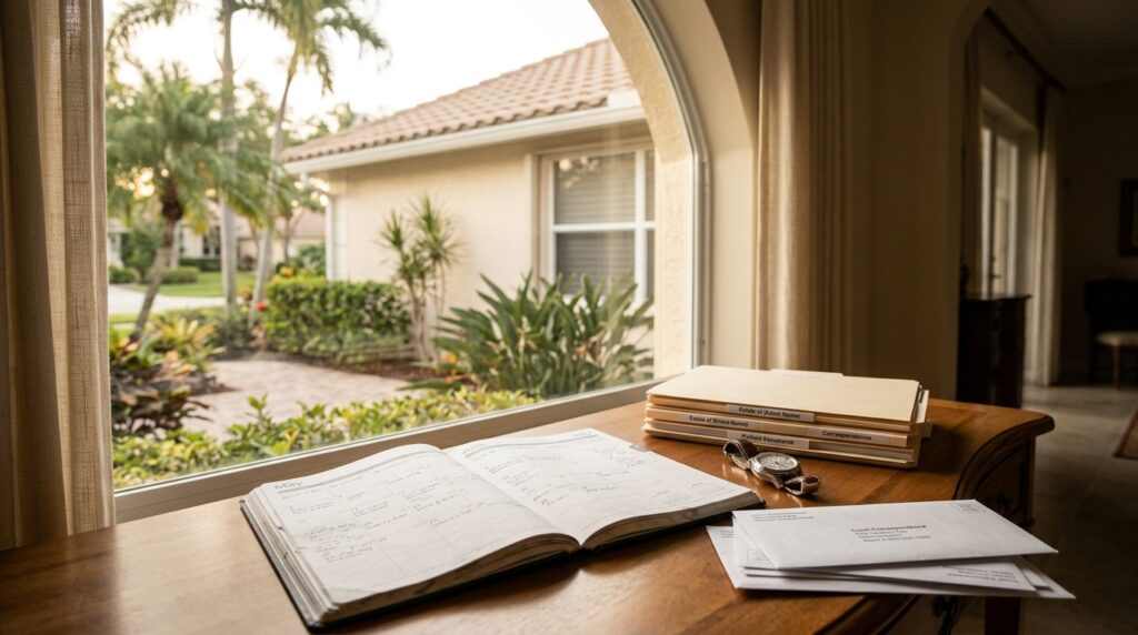 How long probate takes in Florida with estate documents and a calendar