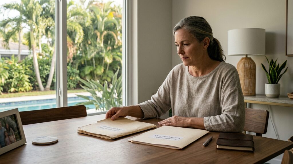 Homeowner reviewing an out of state estate plan after moving to Florida