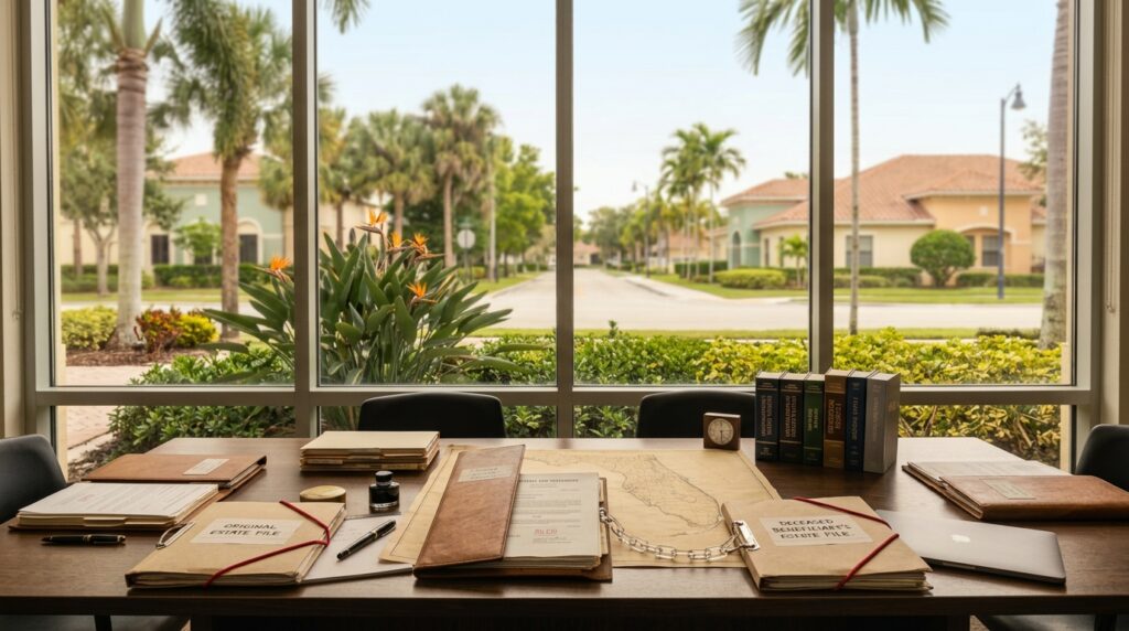 Inheritance documents awaiting estate distribution after a beneficiary dies