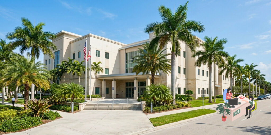 Courthouse representing the judicial foreclosure process in Florida.