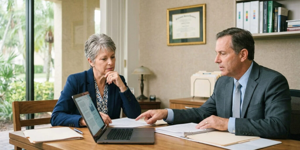 Attorney discussing business continuity and incapacity planning with a Broward County business owner