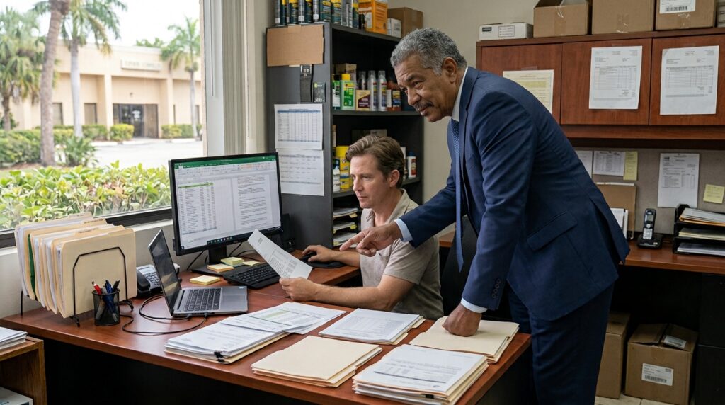 Florida attorney discussing judgment enforcement with a business owner