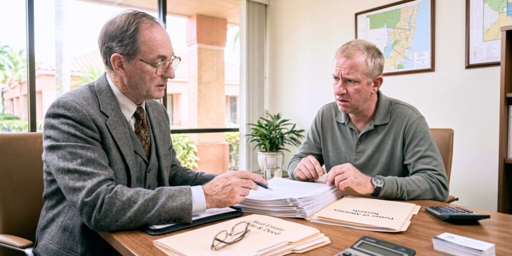 Attorney reviewing a property transfer involving a financial power of attorney in Broward County
