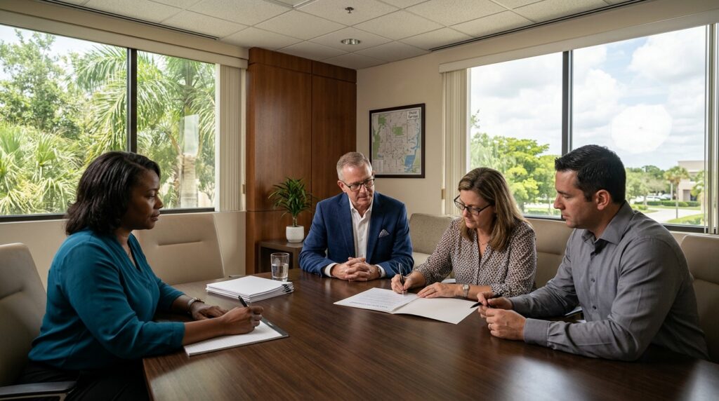 Attorney overseeing the proper execution of a will in Coral Springs, Florida