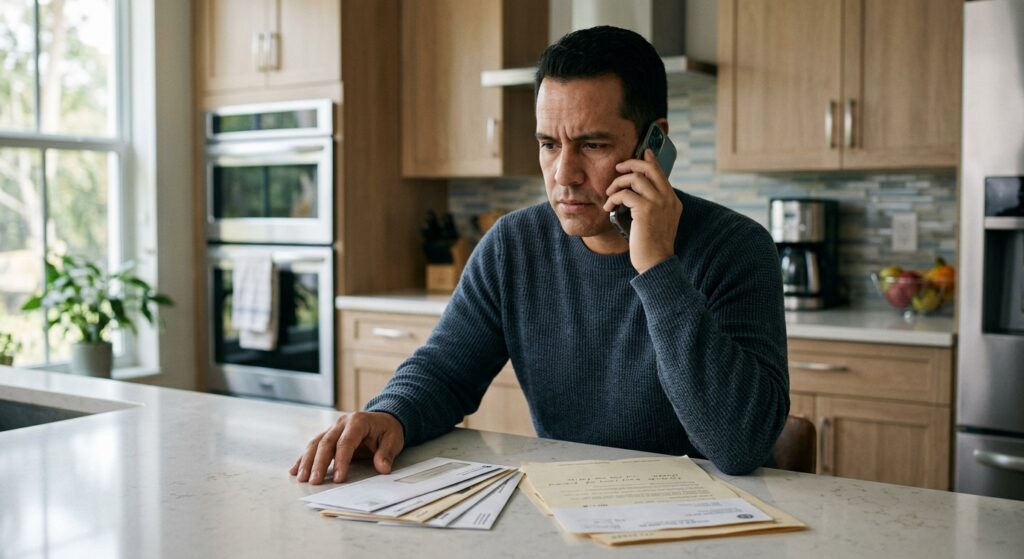 Adult child receiving a debt collection call about a deceased parent's bills in Florida.