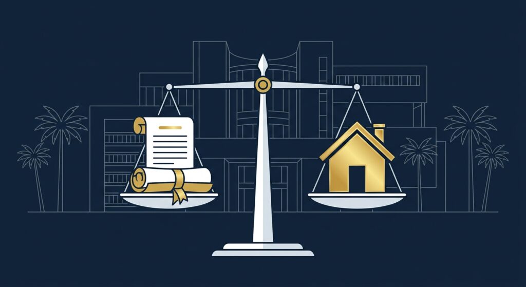 Vector infographic of probate contracts and legal instruments under Chapter 733 of Florida law in Broward County.