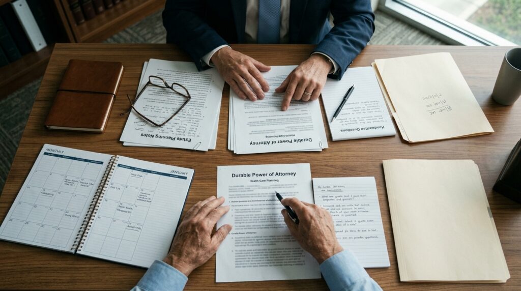 Florida elder law attorney reviewing incapacity planning and power of attorney documents with a client in Broward County