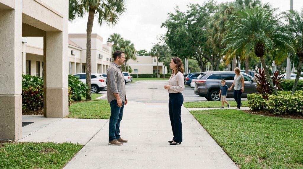 Parents involved in a parenting plan dispute in Coral Springs, Florida