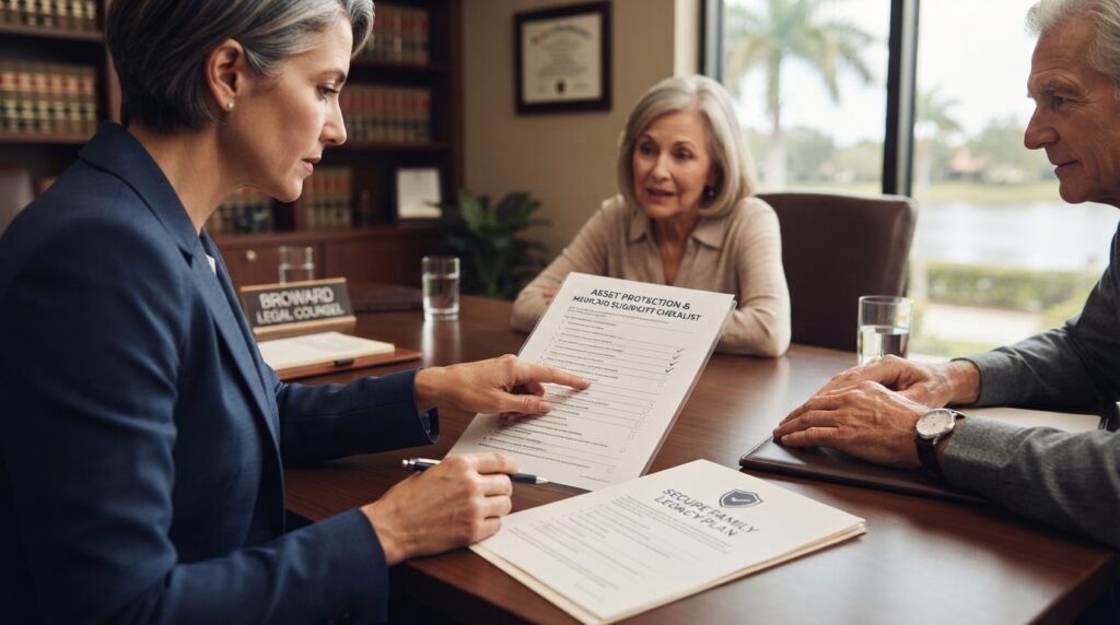 Attorney explaining irrevocable preneed burial arrangements for Medicaid asset protection in Broward County.