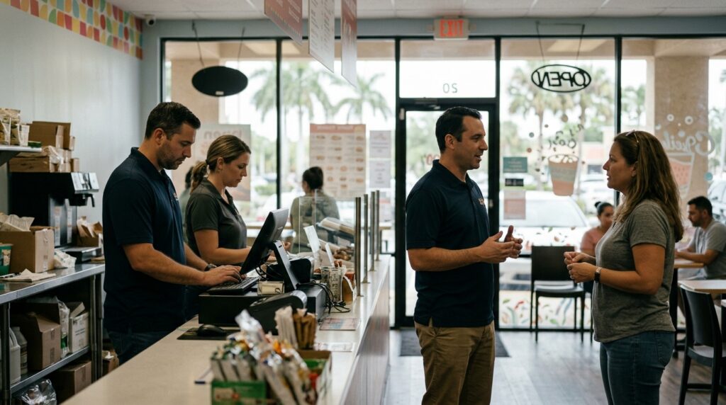 Business partners operating a franchise in Broward County