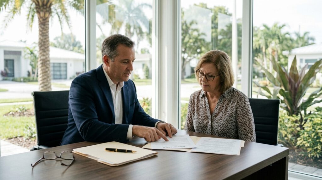 Florida attorney reviewing Lady Bird Deed with client during estate planning consultation