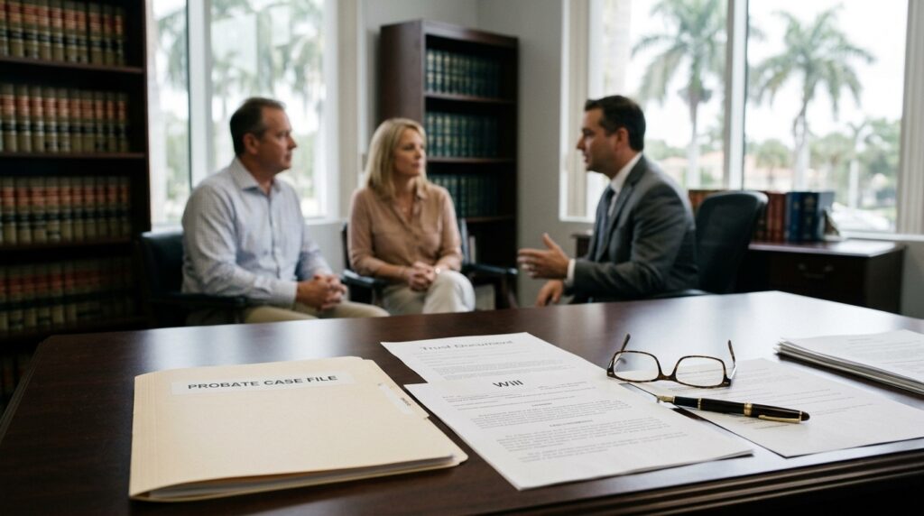 Probate litigation attorney reviewing estate documents in Florida